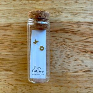 Kris Nations XO stud earrings, 14k gold overlay, NWT